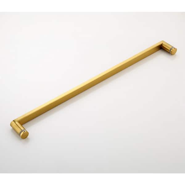 61-66.75 in. W x 76 in. H Double Sliding Frameless Soft Close Shower Door in Brushed Gold with 3/8 in. Clear Glass