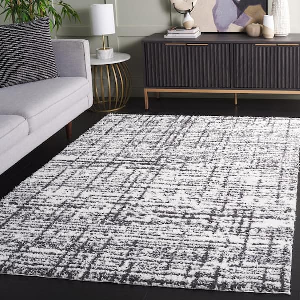 Rumi Shag 9 ft. x 12 ft. Charcoal/Ivory Distressed Area Rug