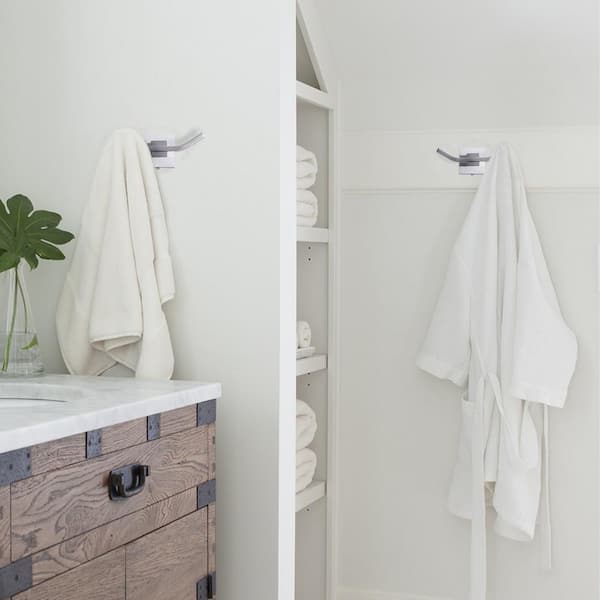 Brushed Nickel J-Hook Double Robe/Towel Hook in Stainless Steel