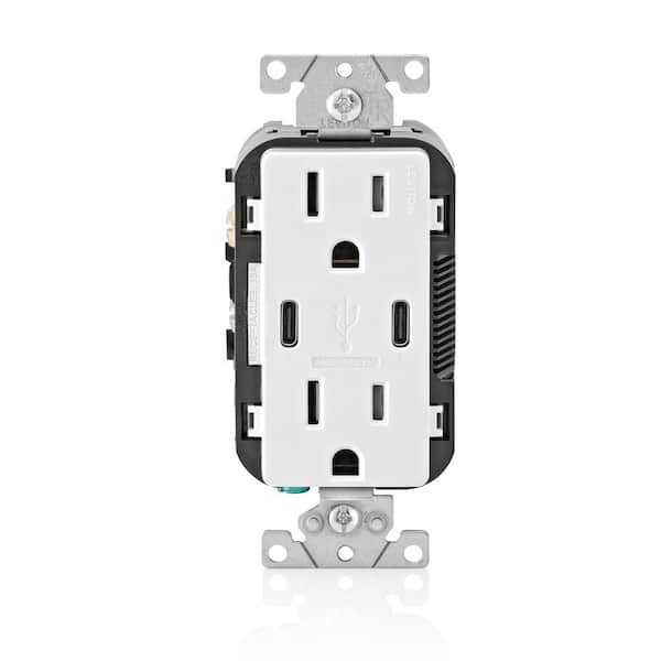 Decora 15 Amp Type C/C Tamper Resistant Outlet USB Charger for Smartphones and Tablets (BCC15-B2W)