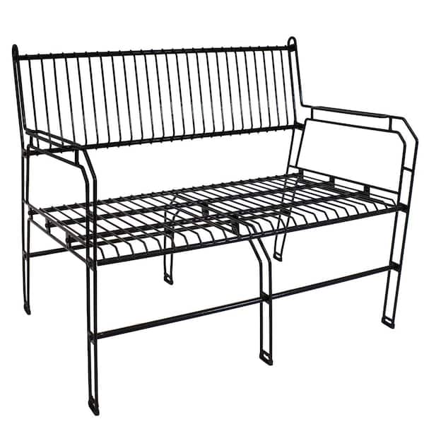 Sunnydaze Steel Indoor/Outdoor Wire Bench in Black