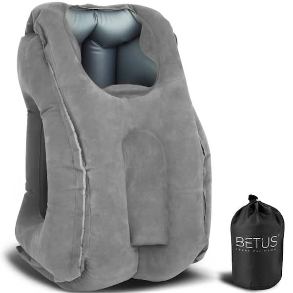 Betus Dreamer Comfort Inflatable Travel Pillow for Airplane - Ergonomic  Design & Comfortable Neck Head Rest Pillow (Gray) B.Inflat.NapPillow.Gray -  The Home Depot