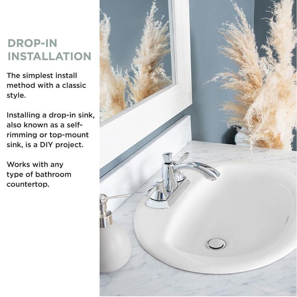 Glacier Bay 19 in. Drop-In Round Vitreous China Bathroom