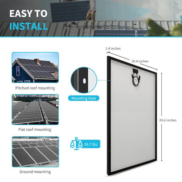 Renogy 4Pcs 320-Watt Monocrystalline Solar Panel for RV Boat Shed Farm Home  House Rooftop Residential Commercial House RNG-320Dx4 - The Home Depot