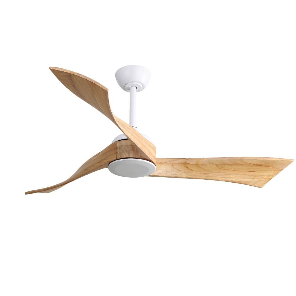 52 in.White Low Profile Ceiling Fan DC Motor With 3 Wood Blades No Light For Farmhouse Bedroom Living Room Covered Patio price history on PriceWatchPro