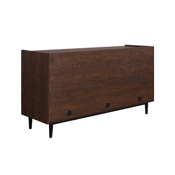 Manhattan Comfort Duane Modern Ribbed 4 Piece Living Room Set: Sideboard, TV Stand, Coffee Table, End Table in Dark Brown and Black Manhattan Comfort Duane Modern Ribbed 4 Piece Living Room Set: Sideboard, TV Stand, Coffee Table, End Table in Dark Brown and Black