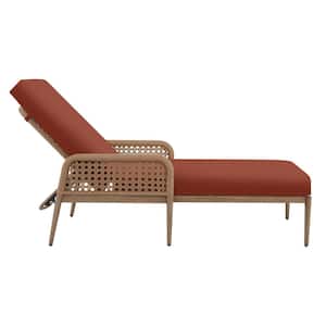 Coral Vista Brown Wicker Outdoor Patio Chaise Lounge with CushionGuard Quarry Red Cushions