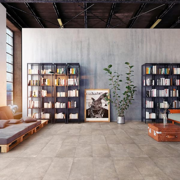 Materika Rectangle 12 in. x 24 in. Greige Porcelain Floor Tile (11.63 sq. ft./Case)