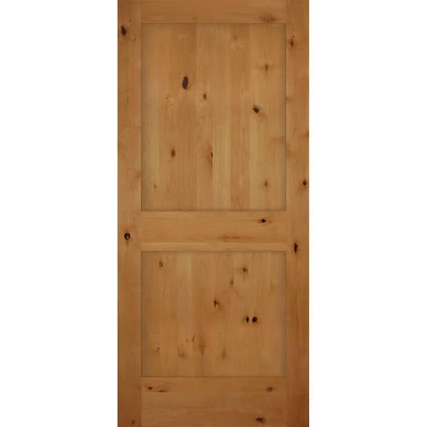 Builders Choice 36 in. x 80 in. Left-Handed 2-Panel Shaker Solid Core Knotty Alder Single Prehung Interior Door