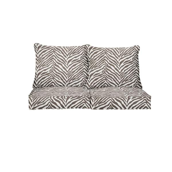 SORRA HOME 25 in. x 25 in. Sunbrella Deep Seating Indoor/Outdoor Loveseat Cushion in Namibia Grey