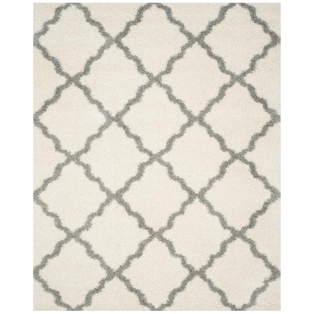 SAFAVIEH Dallas Logan Geometric Shag Area Rug  Ivory/Grey  8 6  x 12