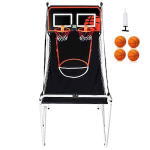 Foldable Basketball Arcade Game 2 Player Indoor Basketball Game with 4 Balls, 8 Game Modes Home Dual Shot Sport