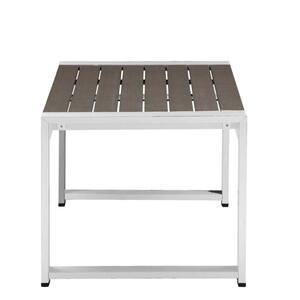 19 in Crisp White and Gray Rectangular Polyresin Top Coffee Table with Aluminum Frame