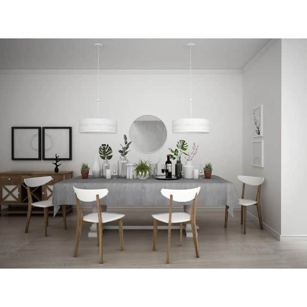 Sugar Reef 22 in. 3-Light Cottage White Coastal Shaded Pendant Light with White Woven Shade
