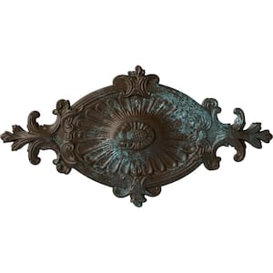 23-1/2" W x 12-1/4" H x 1-1/2" Quentin Urethane Ceiling Medallion, Hand-Painted Bronze Blue Patina