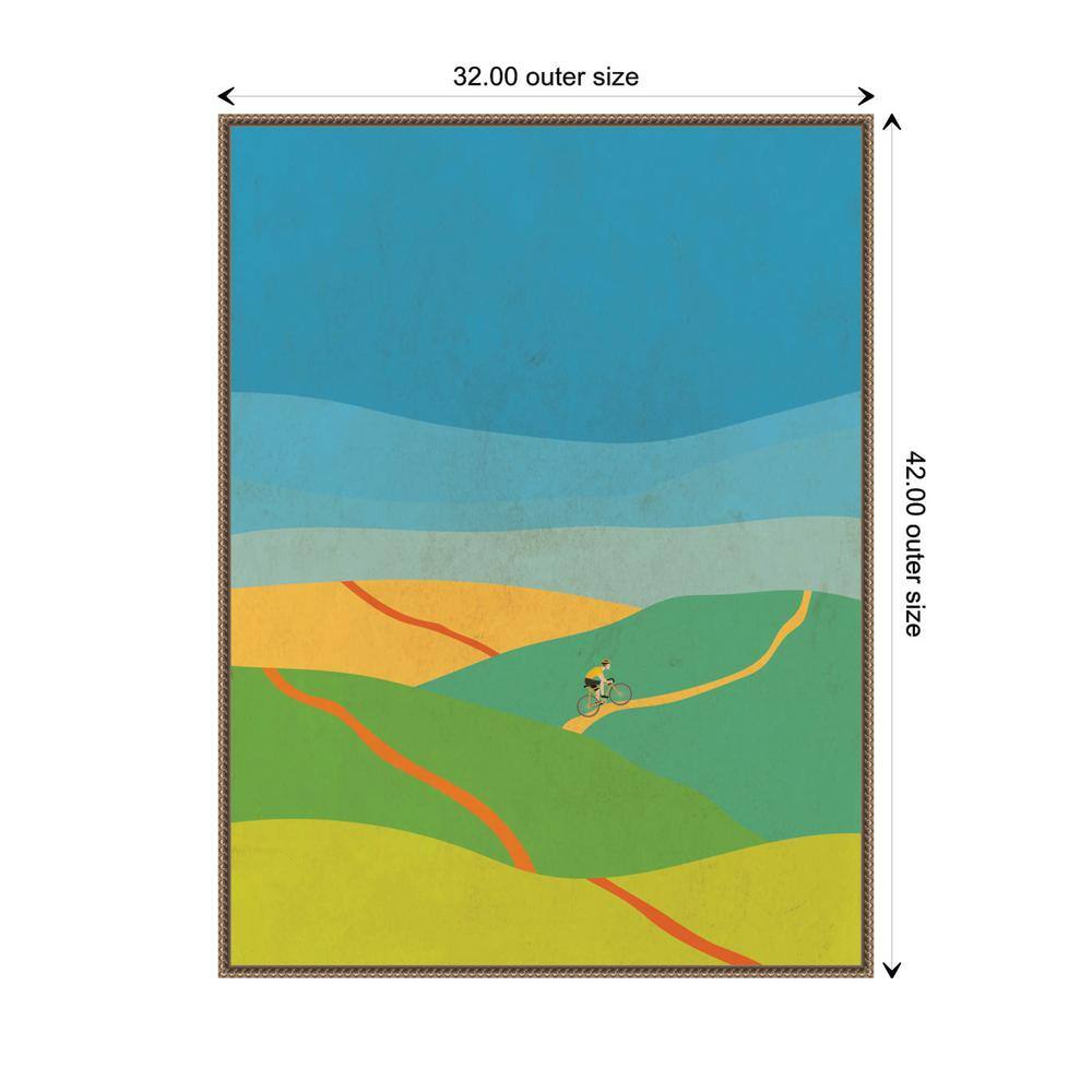 Large Vibrant Abstract Landscape Canvas with Bronze Frame