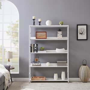 69 in. White 5-Shelf Open Accent Bookcase with Open Storage