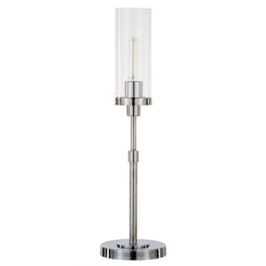 Frieda 26.68 in. Polished Nickel Table Lamp with Clear Glass Shade