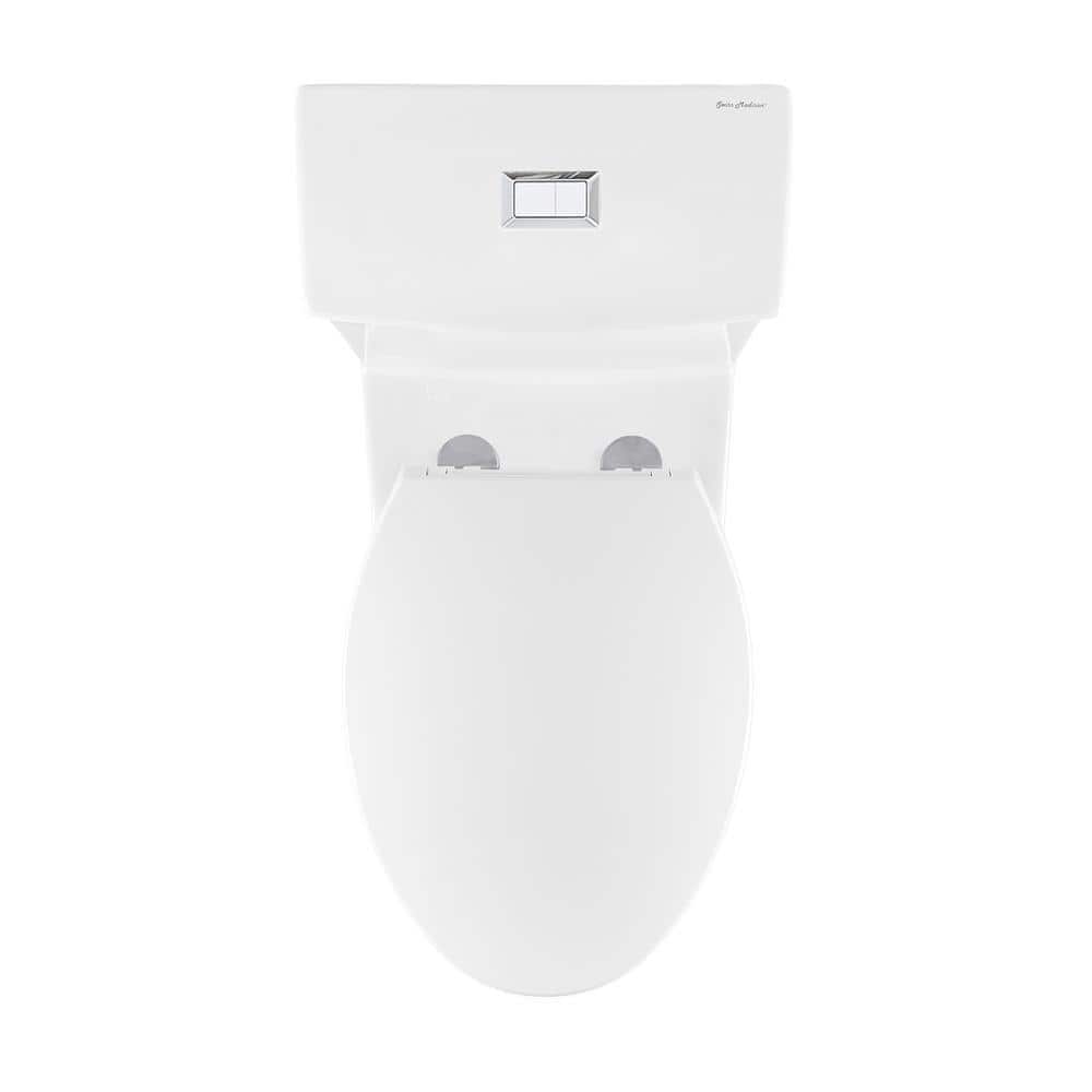 Glossy White Elongated Dual Flush One-Piece Toilet