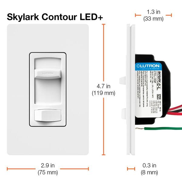 Lutron Skylark Contour C.L Dimmer Switch Single-Pole or 3-Way Light Almond ... Lutron Skylark Contour C.L Dimmer Switch Single-Pole or 3-Way Light Almond ...