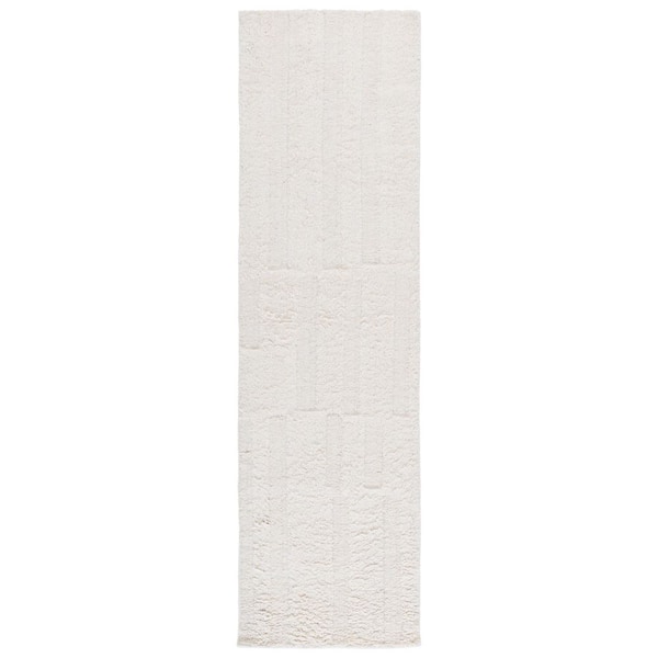 Vermont 2 ft. x 8 ft. Ivory High-Low Solid Runner Rug