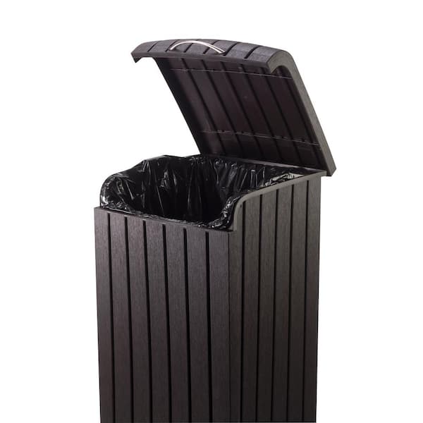 Keter 30 Gal. Brown Copenhagen Wood Style Plastic Trash Can 232126