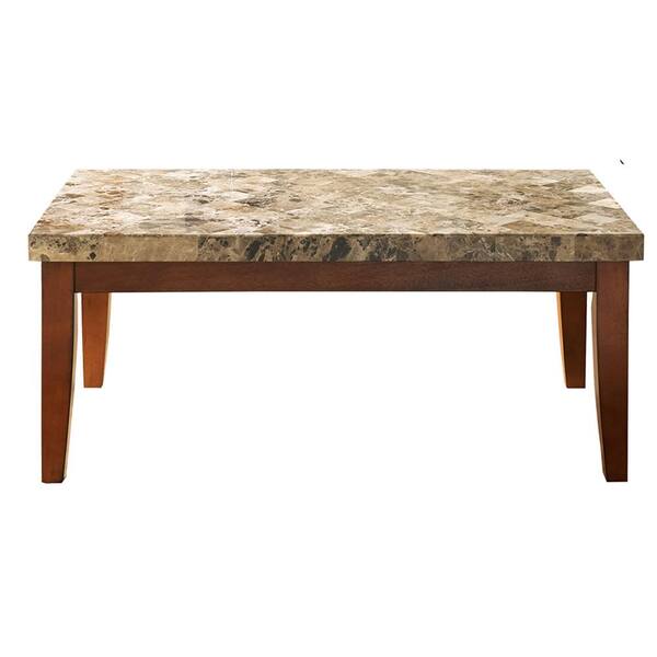 Unbranded Montibello 48 in. Brown Large Rectangle Marble Coffee Table