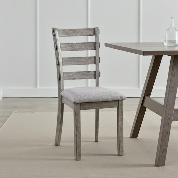 Benjara Lais Gray Fabric With Cushion Dining Chair (Set of