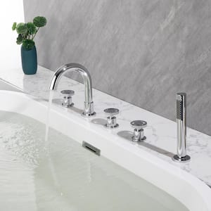 3-Handle Deck-Mount Roman Tub Faucet with Hand Shower in Chrome