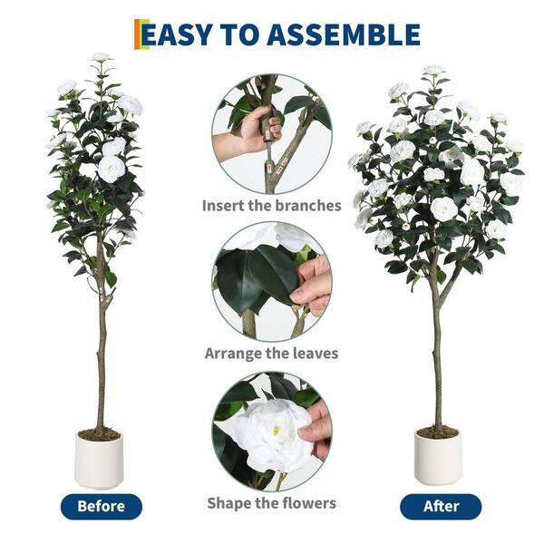 Gravee 5 ft. Artificial Topiary Tree in Planter, Lifelike Foliage