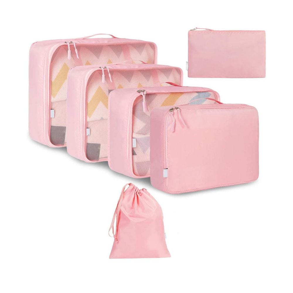 Blush Pink 8-Pieces Packing Cubes Luggage Organizers 8-Set Water-Resistant Travel Bags with Mesh Top Panel