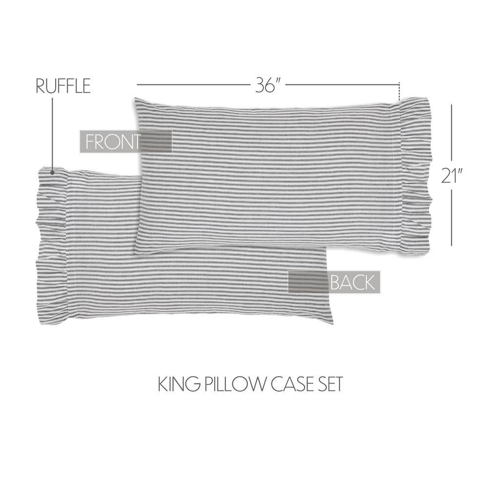 Sawyer Mill Black and White Ruffled Cotton King Pillowcase Set