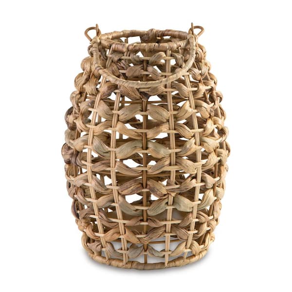 Signature DESIGN BY ASHLEY Etta 13.25 in. x 7 in. Brown Rattan Lantern