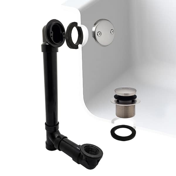 1-1/2 in. Tip Toe Schedule 40 ABS Bath Waste with 2-Hole Elbow in Satin Nickel