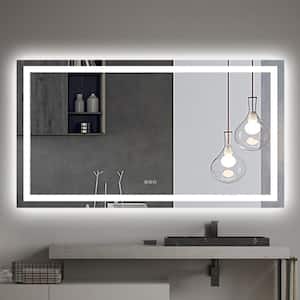 60 in. W x 36 in. H Large Frameless Rectangular Anti-Fog Wall Bathroom Vanity Mirror in Silver