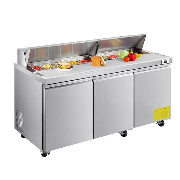 72 in. Commercial Refrigerator 18.7 cu. ft. Sandwich Prep Table Stainless Steel Refrigerated Food Prep Station in Silver