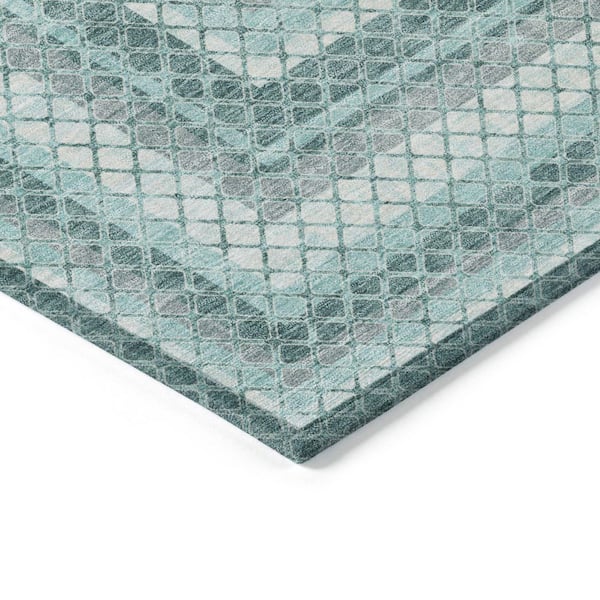 Chantille Machine Washable Indoor/Outdoor Abstract ACN2011 Teal 8 ft. x 10 ft. Area Rug