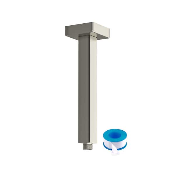 LORDEAR 6 in. L Ceiling Mount Rain Shower Straight Shower Arm in Brushed Nickel