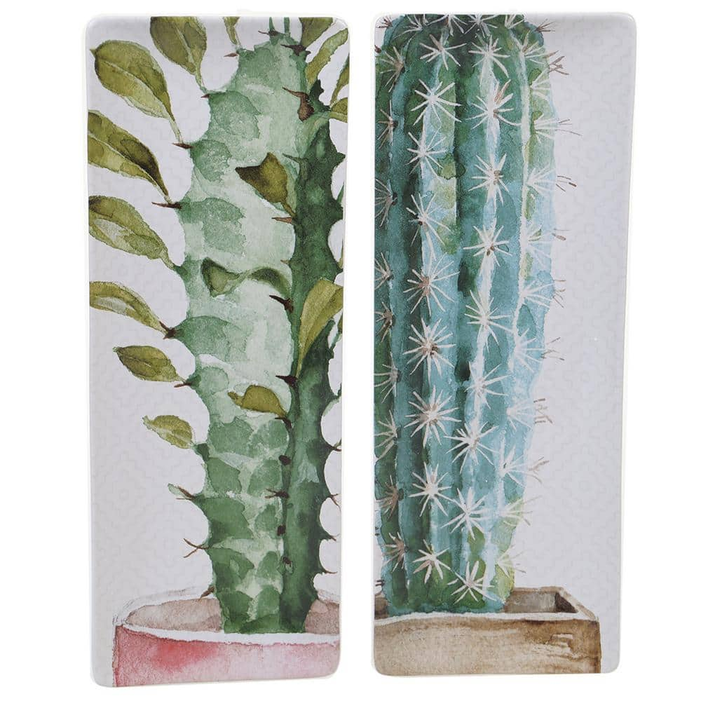 Certified International Cactus Verde 2-Piece Ceramic Rectangular Platter Set