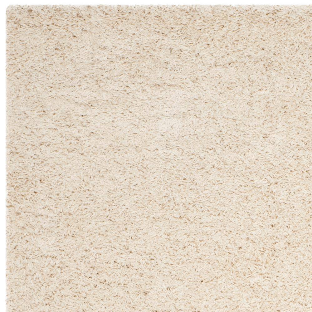 Beige Rectangular Hand-knotted Shag Area Rug
