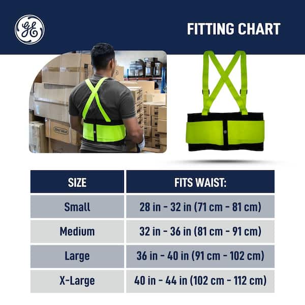 GE XL Back Support Belt in Hi-Vis Yellow-GR542XL GR542XL - The