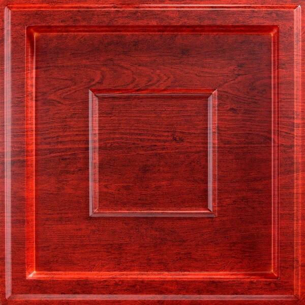 Fasade Inset Coffer 2 ft. x 2 ft. Vinyl Lay-In Ceiling Tile in Cherry