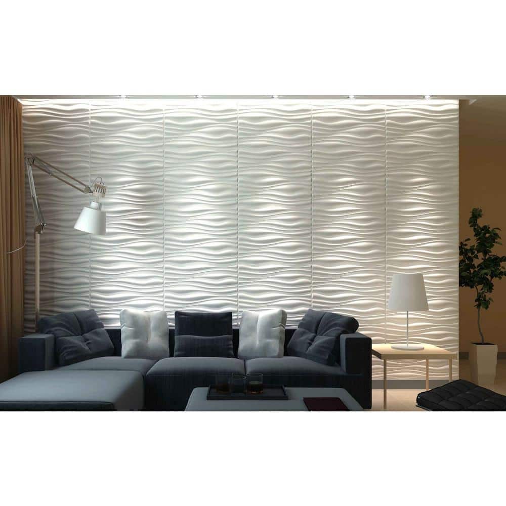 Wave Design White PVC 3D Wall Panels 19.7" x 19.7"