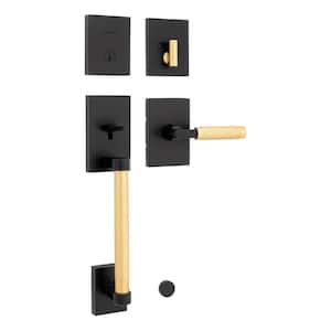 Prava Single Cylinder Keyed Entry Door Handleset W/ Prava Handle featuring SmartKey Security in Matte Black/Satin Brass