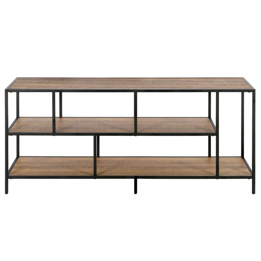 Winthrop 55" Blackened Bronze and Rustic Oak TV Stand