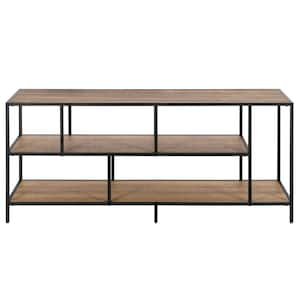 Winthrop 55 in. Blackened Bronze TV Stand Fits TV's up to 60 in. with Rustic Oak Shelves