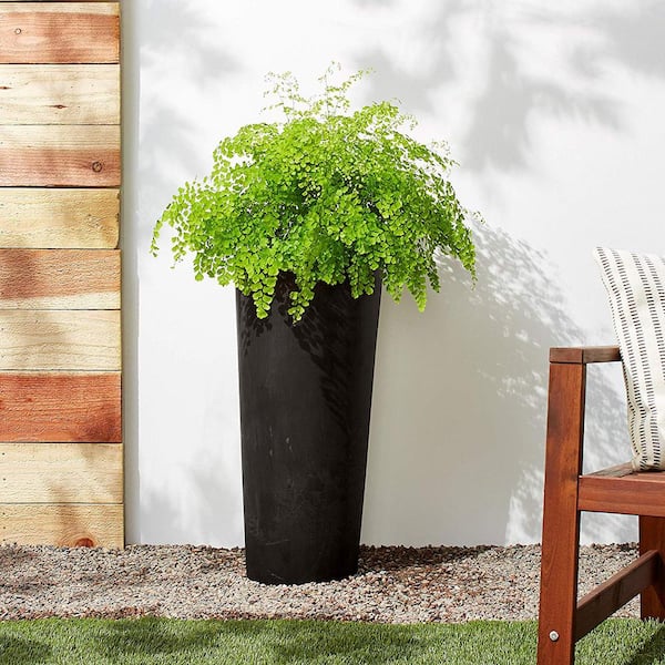 Contempo Tall Round 13 in. x 28 in. Black PSW Pot
