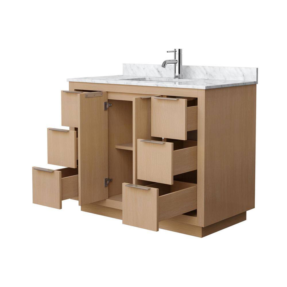 Maroni 42" Light Straw Bathroom Vanity with White Carrara Marble Countertop