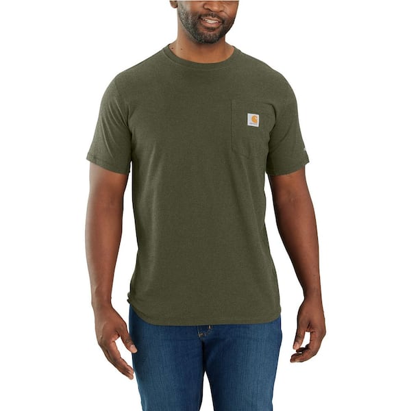 Carhartt Men's Large Basil Heather Polyester/Cotton Force Relaxed Fit Midweight Short Sleeve Pocket T-Shirt