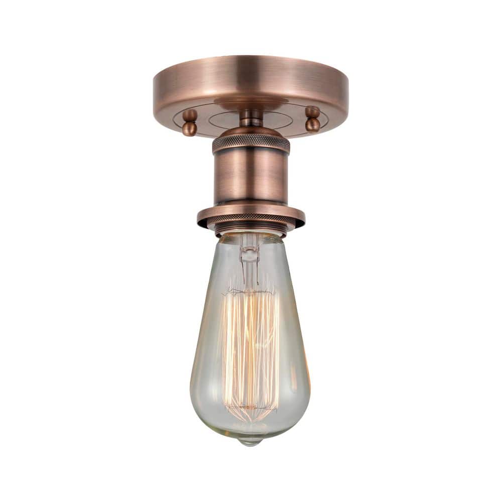 Bare Bulb 2 in. 1-Light Industrial Antique Copper Flush Mount price history on PriceWatchPro